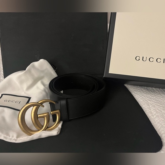Gucci Marmont Double G belt, black leather, 1.5” wide, Double G buckle, size 100 - Picture 2 of 5